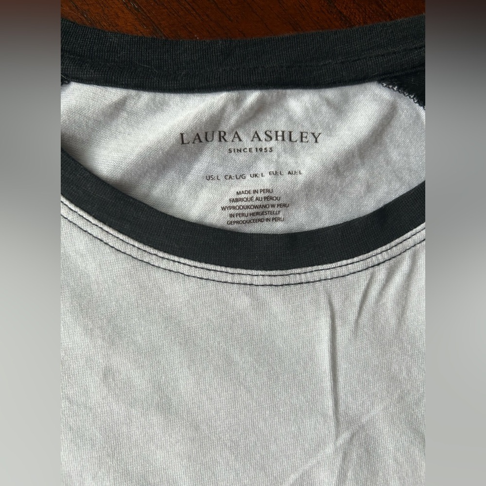 Laura Ashley Black and White Long Sleeve Tee 47% modal 47% cotton 6% spandex - Picture 2 of 6